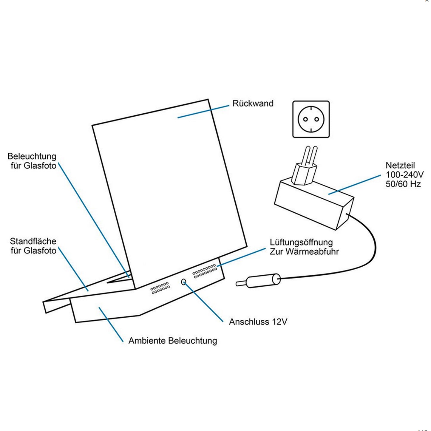 3D Fotos in Glas - Nano Hochformat mit Kantate Beleuchtungselement