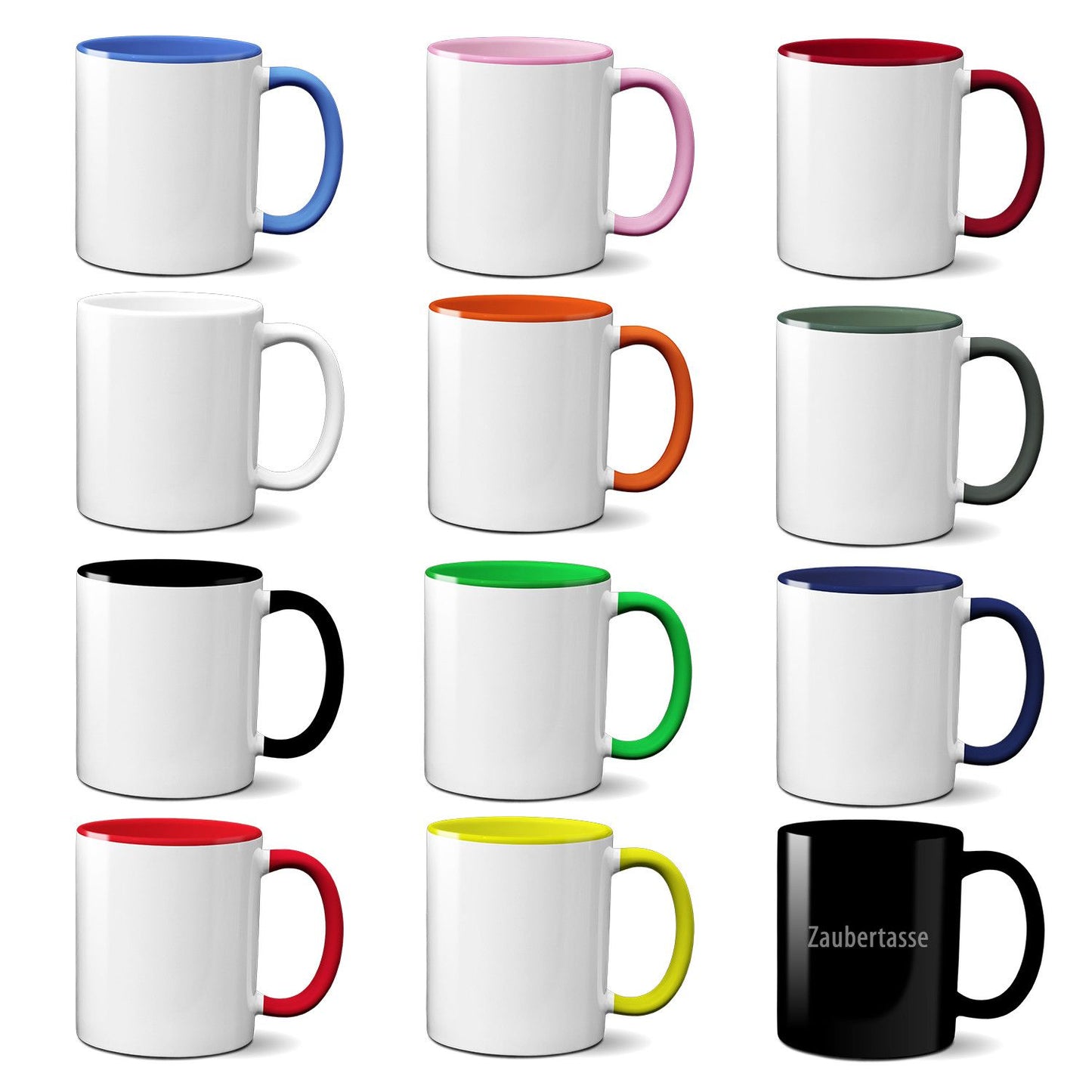 personalsierbare Fototasse - farbige Innenseite mit farbigem Henkel in 11 Farben