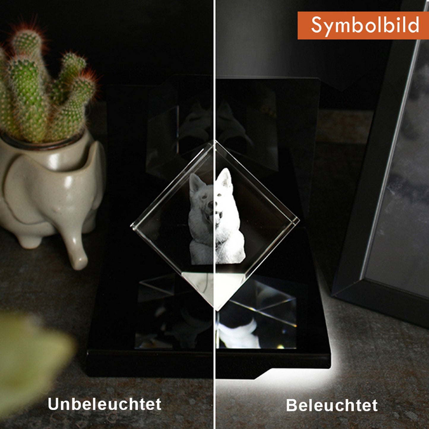 3D Fotos in Glas - Big Block - Querformat mit Serenata Beleuchtungselement