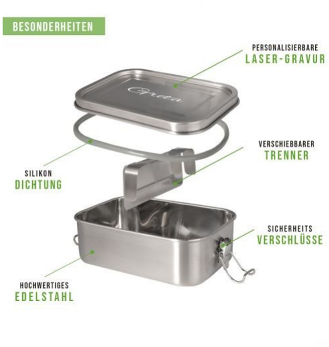 Lunchbox aus Edelstahl - in drei verschiedenen Größen